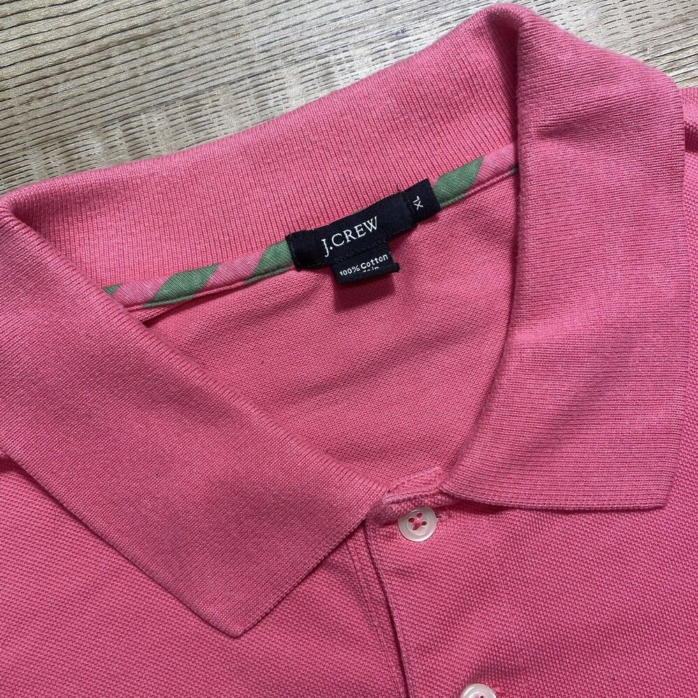 J. CREW Mens Size XL Golf Polo Shirt Pink Short Sleeve 100% Cotton